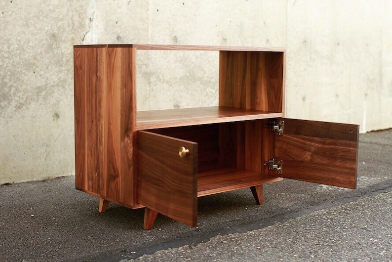 Pike Place Console, Handcrafted Solid Wood, Modern Media Cabinet (Shown in Walnut) image 5