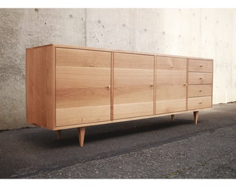 Danish Modern Console, Mid-Century Modern, Modern Solid Hardwood Sideboard, Modern Credenza (Shown in White Oak)