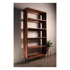 Rascoff Bookcase, Mid-Century Bookshelf, Hardwood Modern Bookcase, Mid Century Bookcase Wall Unit (Shown in Walnut)