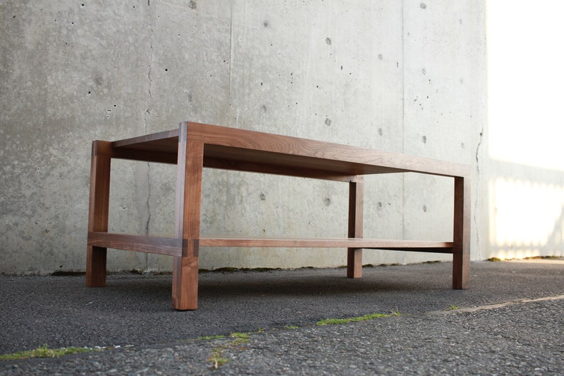 Nisqually Coffee Table, Solid Wood Rectangular Coffee Table, Wood Coffee Table with Storage Shown in Walnut image 1