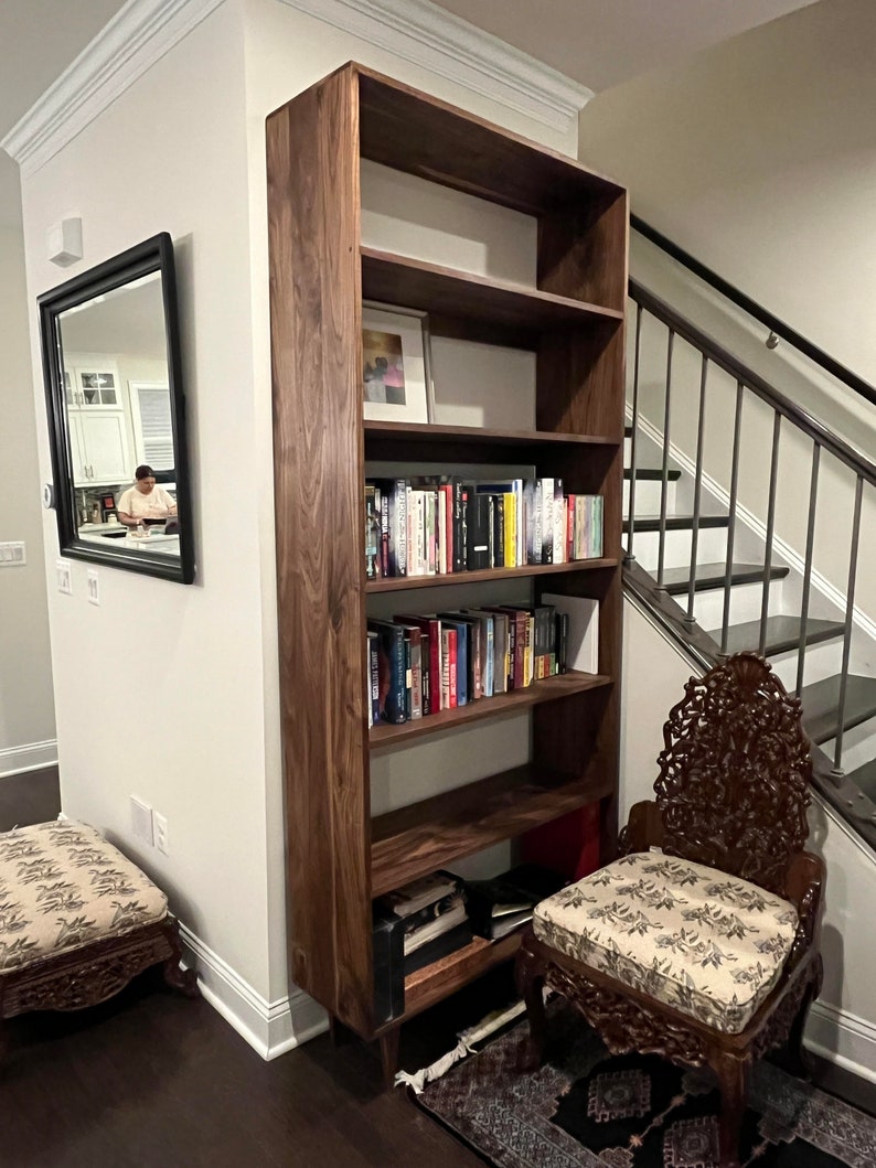 Rascoff Bookcase, Mid-Century Bookshelf, Hardwood Modern Bookcase, Mid Century Bookcase Wall Unit Shown in Walnut image 8