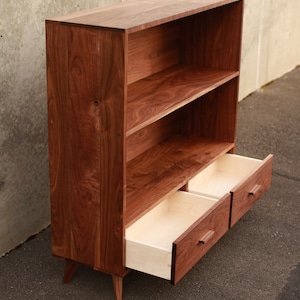 Halfstack Bookcase Double Wide, 44W, Mid Century Bookshelf, Modern Bookshelf, Modern Furniture Shown in Walnut image 5