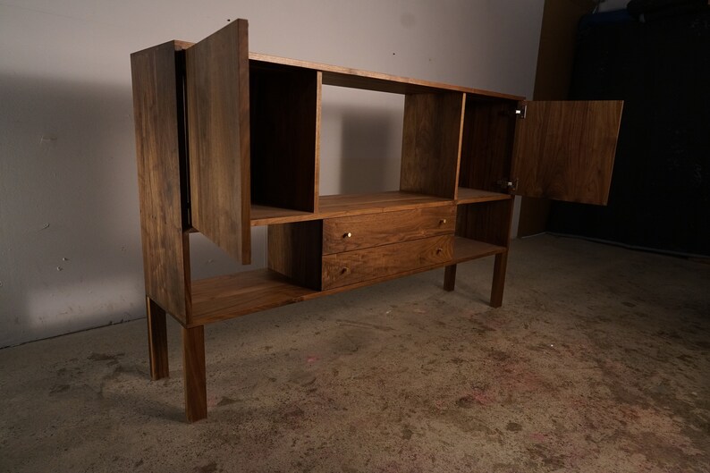 Samdahl Sideboard, Modern Wood Sideboard, Solid Wood, Real Wood Console, Cabinet Shown in Walnut image 5