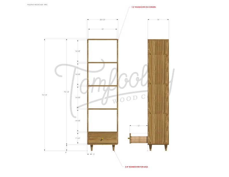 Fullstack Bookcase, Modern Vinyl Storage, Rounded Corners Shown in Myrtle image 9