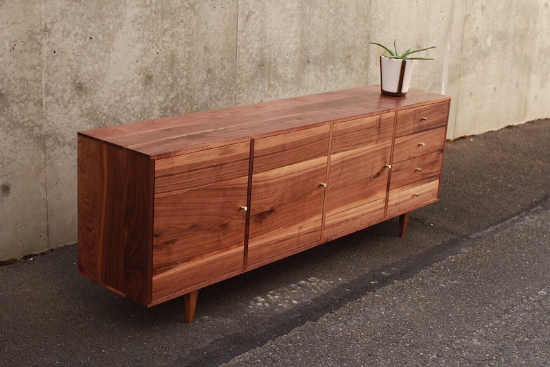 Danish Modern Console, Mid-Century Modern Credenza, Modern Sideboard, Solid Wood Sideboard Shown in Walnut image 3