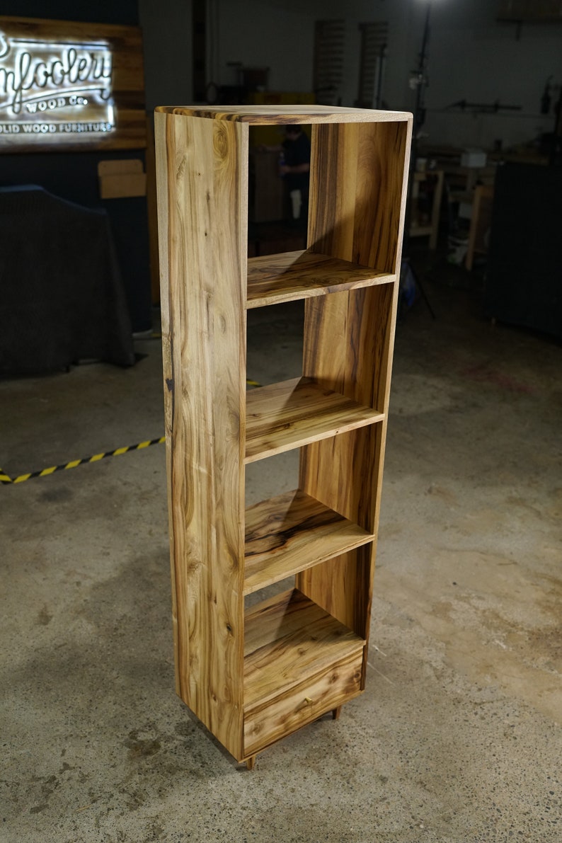 Fullstack Bookcase, Modern Vinyl Storage, Rounded Corners Shown in Myrtle image 2