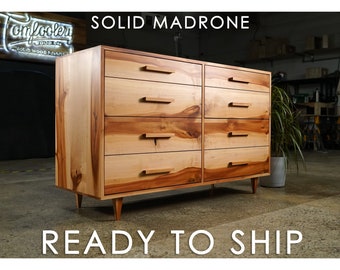 FIRE SALE - Lowboy Dresser, 8 Drawers, Modern Lowboy, 8 Drawer Lowboy, Solid Hardwood Dresser (Shown in Madrone)