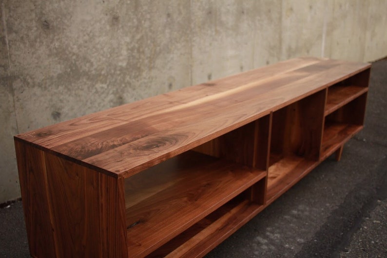 Braca Media Console, Mid-Century Credenza, Modern Sideboard, Solid Hardwood Media Console Shown in Walnut image 5