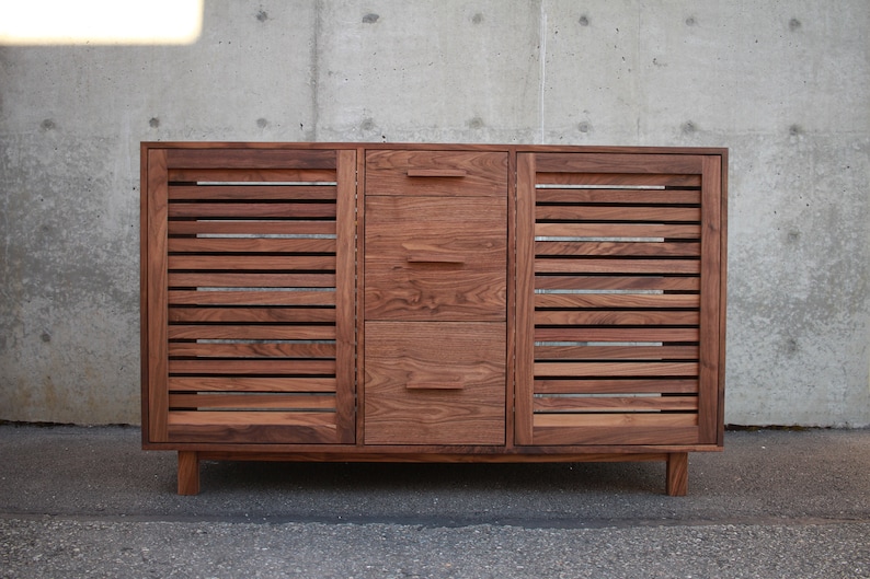 Kavanaugh Wine Bar, Modern Wine Cabinet, Wine Bottle Sideboard with Drawers, Wood Wine Bar Shown in Walnut image 3