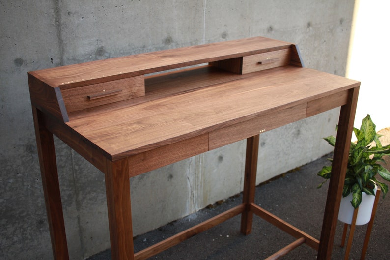 Gordon Standing Desk, Modern Standing Desk, Solid Hardwood Standing Desk, Wood Standing Desk Shown in Walnut image 5