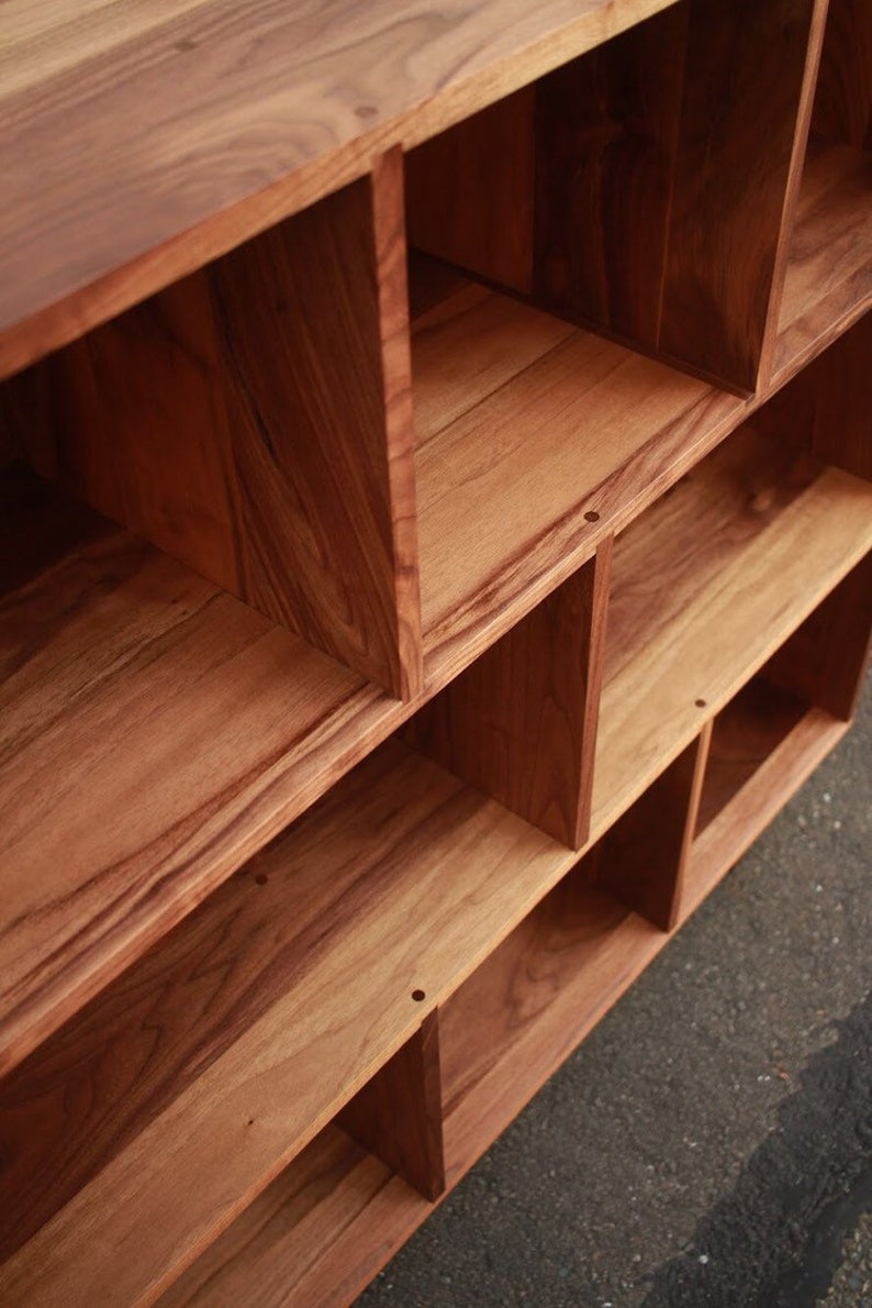 Smith Vinyl LP Console, Mid-Century Modern Bookcase, Solid Hardwood Bookshelf, PNW Made Furniture Shown in Walnut image 4