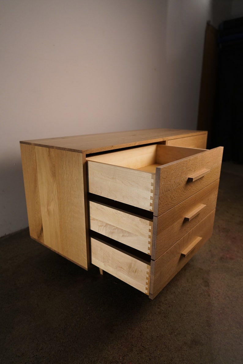 Lowboy Dresser, 6 Drawers, Mid-Century Dresser, Modern Lowboy, 6 Drawer Lowboy, Solid Hardwood Dresser Shown in White Oak image 4