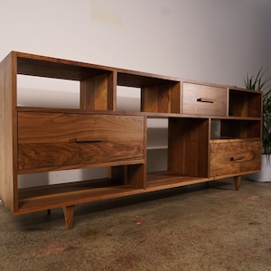 Guenther Console, Modern Wood Sideboard, Solid Wood, Real Wood Console, Cabinet (Shown in Walnut)