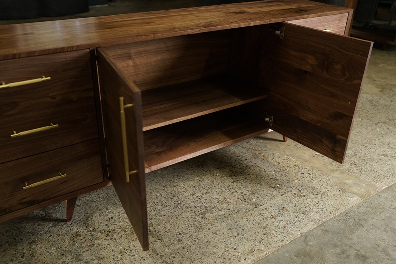 Hernandez Console, 6 Drawers, Mid-Century Modern Credenza, Modern Sideboard, Solid Wood Sideboard Shown in Walnut image 5