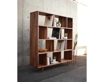 Vissing Vinyl LP Console, Mid-Century Modern LP Bookcase, Modern Vinyl Bookshelf, Record Shelf (Shown in Walnut)