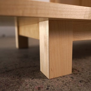 Solid maple storage bench. Warner Bench.  Handcrafted furniture by Tomfoolery Wood Co.