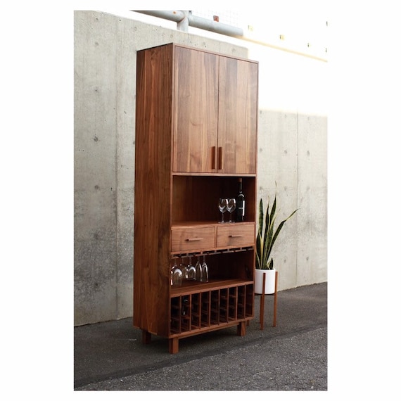 Frisby Wine Bar Modern Cabinet Tall Hardwood Liquor Wine Cabinet Tall Hardwood Liquor, Bar Cabinet Modern