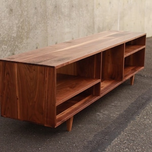 Braca Media Console, Mid-Century Credenza, Modern Sideboard, Solid Hardwood Media Console Shown in Walnut image 7