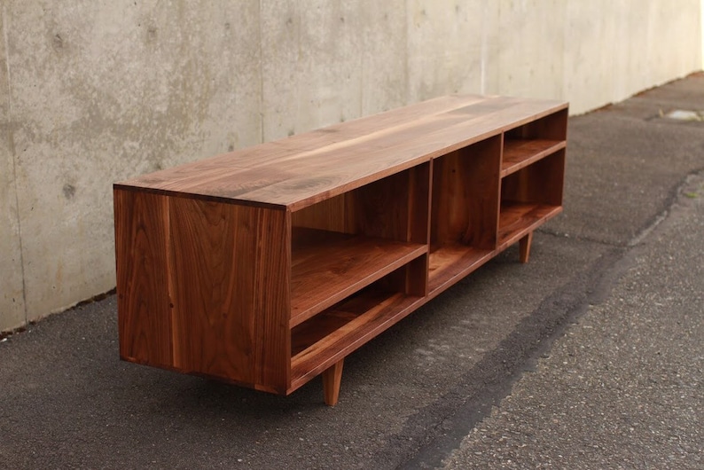 Braca Media Console, Mid-Century Credenza, Modern Sideboard, Solid Hardwood Media Console Shown in Walnut image 7