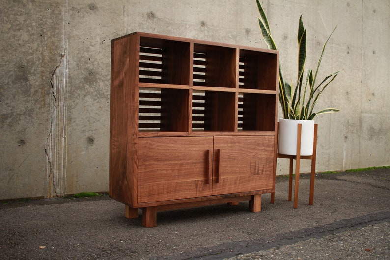 Display Cabinet, Modern Media Storage, Modern Accent Cabinet, Wood Accent Storage Cabinet Shown in Walnut image 1