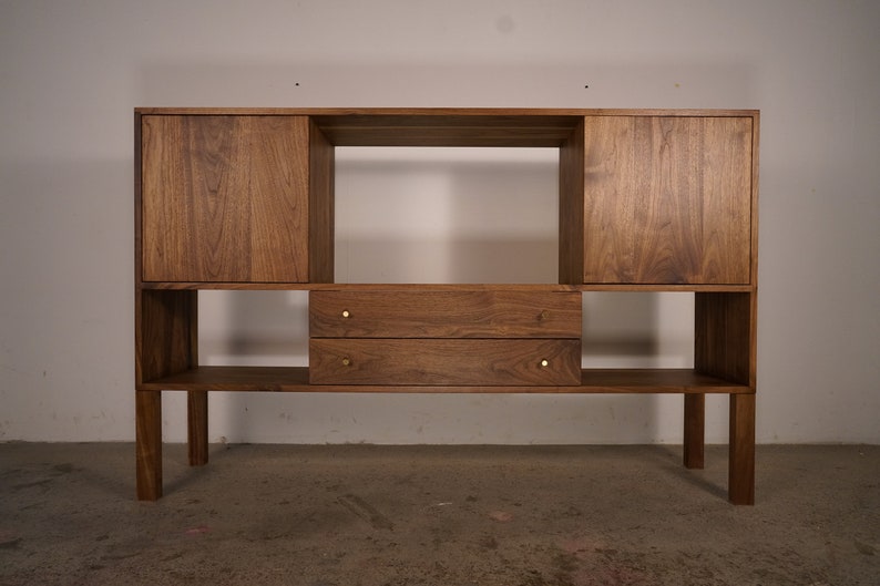 Samdahl Sideboard, Modern Wood Sideboard, Solid Wood, Real Wood Console, Cabinet Shown in Walnut image 3