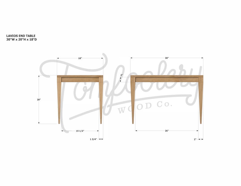 Lavios End Table, Modern Rectangular Side Table, Rectangular Solid Hardwood End Table Shown in Myrtle image 7