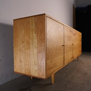 Danish Modern Console, Mid-Century Modern Credenza, Modern Sideboard, Solid Wood Sideboard Shown in Cherry image 3