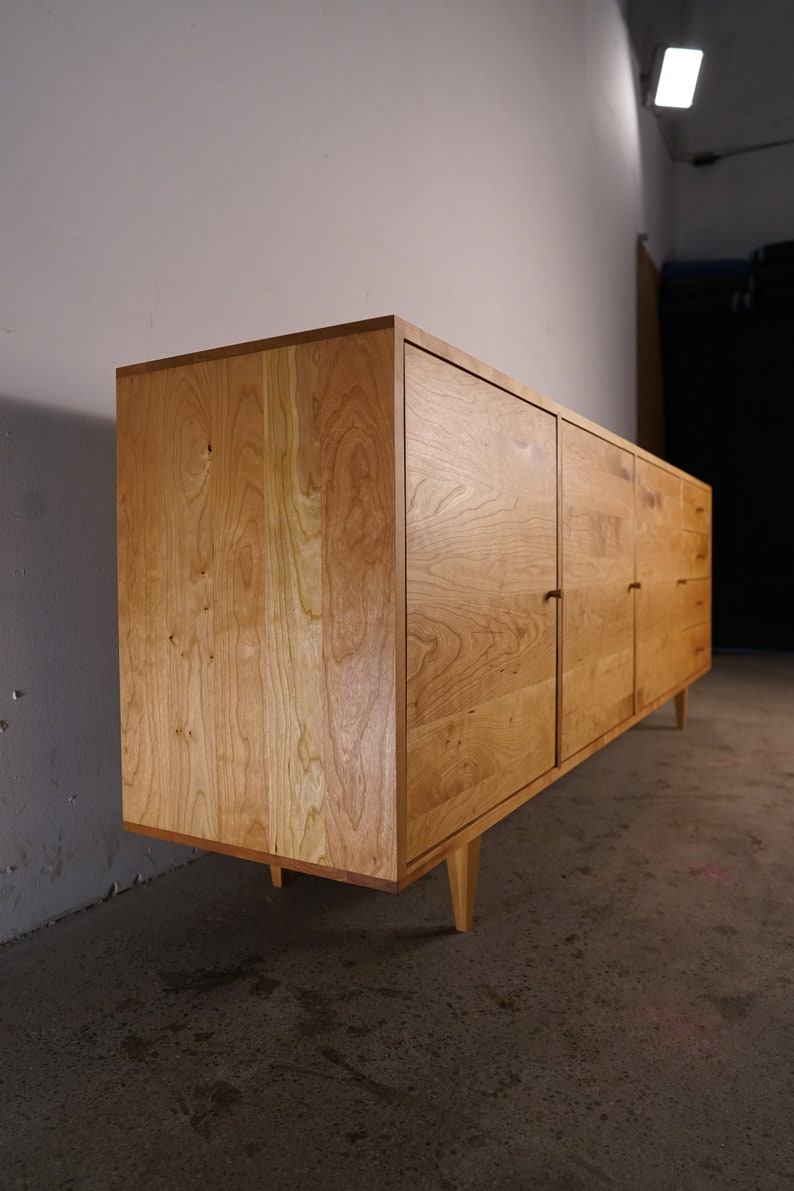 Danish Modern Console, Mid-Century Modern Credenza, Modern Sideboard, Solid Wood Sideboard Shown in Cherry image 3