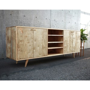 Elwell Buffet, Modern Solid Wood Sideboard, Modern Media Cabinet, Modern Hardwood Buffet (Shown in Myrtle)