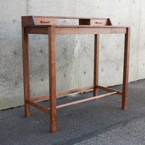 Gordon Standing Desk, Modern Standing Desk, Solid Hardwood Standing Desk, Wood Standing Desk Shown in Walnut image 1