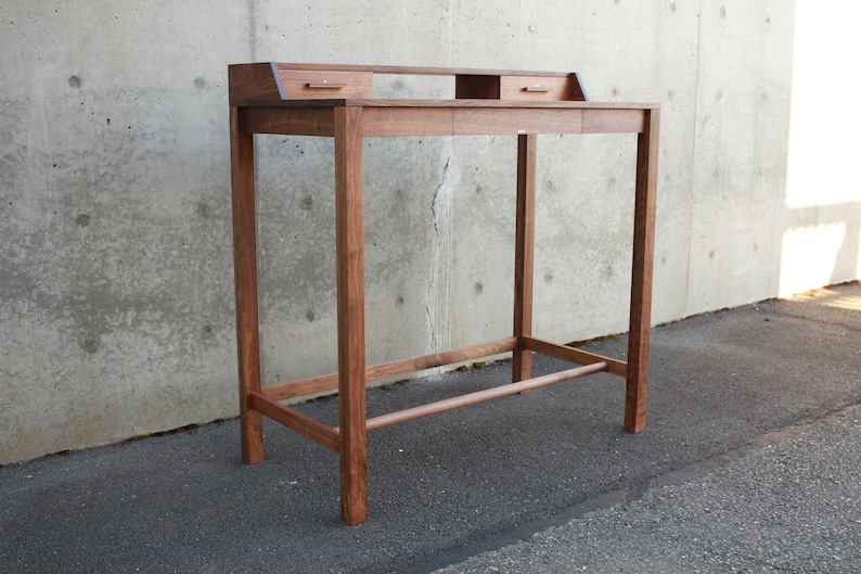 Gordon Standing Desk, Modern Standing Desk, Solid Hardwood Standing Desk, Wood Standing Desk Shown in Walnut image 1