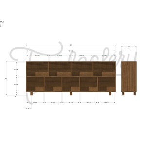 Sesto Vinyl Console, 82W, Modern Record Credenza, Brede Handgemaakte LP Console, Hardhouten LP Console weergegeven in walnoot afbeelding 9