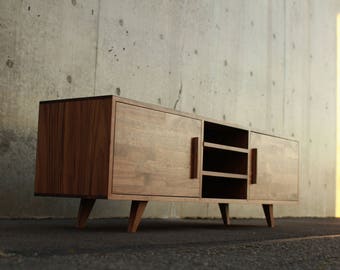 Peckham Credenza, Modern Vinyl Sideboard, Mid-Century Modern Credenza, Mid Century LP Console (Shown in Walnut)