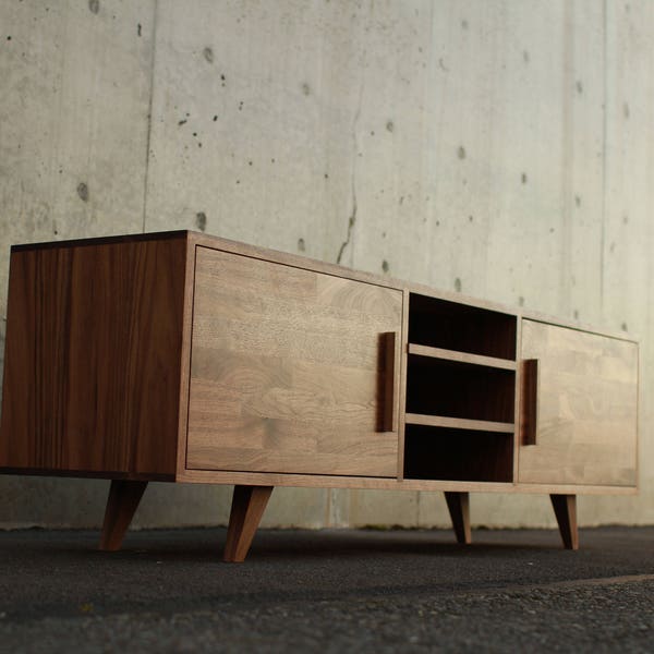 Peckham Credenza, Modern Vinyl Sideboard, Mid-Century Modern Credenza, Mid Century LP Console (Shown in Walnut)