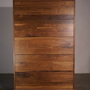 Highboy Dresser, Mid-Century Dresser, Modern Highboy, 5 Drawer Highboy, Solid Hardwood Dresser Shown in Walnut image 7