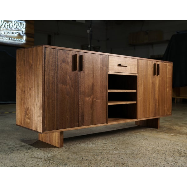 Elwell Buffet, 1 Drawer, Modern Sideboard, Modern Solid Wood Buffet (Shown in Walnut)