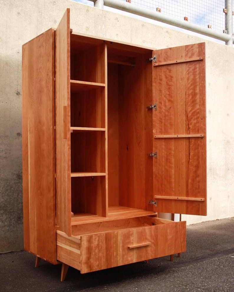 Modern Wardrobe Armoire Mid Century Armoire Modern Wardrobe Etsy