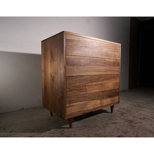 Chest of Drawers, 4 Drawers, Highboy Dresser, Solid Wood, Solid Hardwood Dresser (Shown in Walnut)