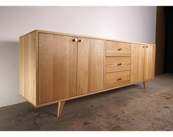Elwell Buffet, 3 Drawer, Modern Sideboard, Modern Solid Wood Buffet (Shown in White Oak)