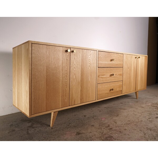 Elwell Buffet, 3 Drawer, Modern Sideboard, Modern Solid Wood Buffet (Shown in White Oak)