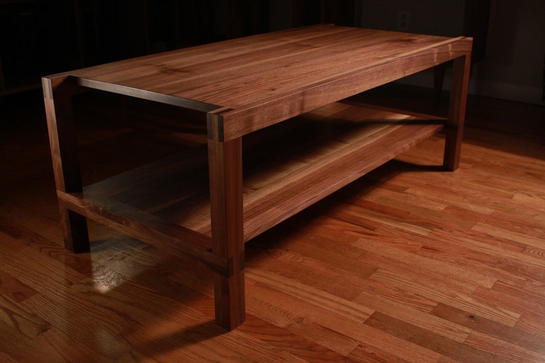 Nisqually Coffee Table, Solid Wood Rectangular Coffee Table, Wood Coffee Table with Storage Shown in Walnut image 6