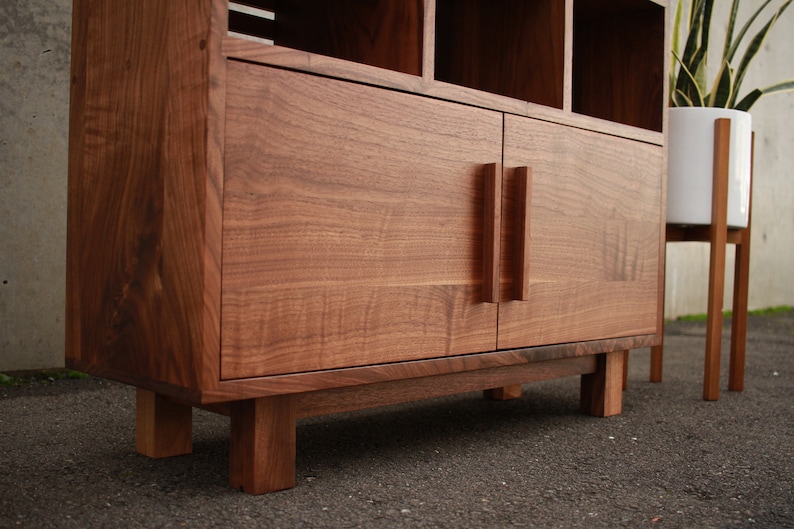 Display Cabinet, Modern Media Storage, Modern Accent Cabinet, Wood Accent Storage Cabinet Shown in Walnut image 3