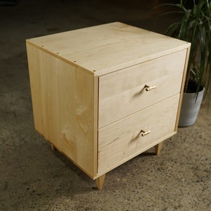 Master Nightstand, 2 Drawers, Solid Hardwood Modern Side Table Shown in Maple image 4