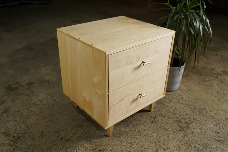 Master Nightstand, 2 Drawers, Solid Hardwood Modern Side Table Shown in Maple image 4