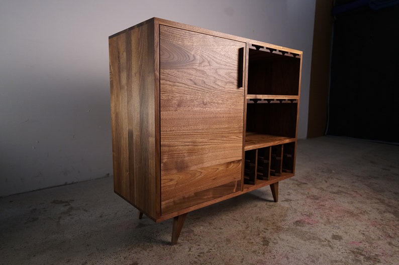 Hoppe Bar Cabinet, Wine Cabinet, Bottle Storage Shown in Walnut image 1