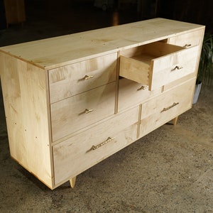 Master Lowboy Dresser, 8 Drawers, Modern Dresser, Modern Lowboy, 8 Drawer Lowboy, Solid Hardwood Dresser Shown in Maple image 3