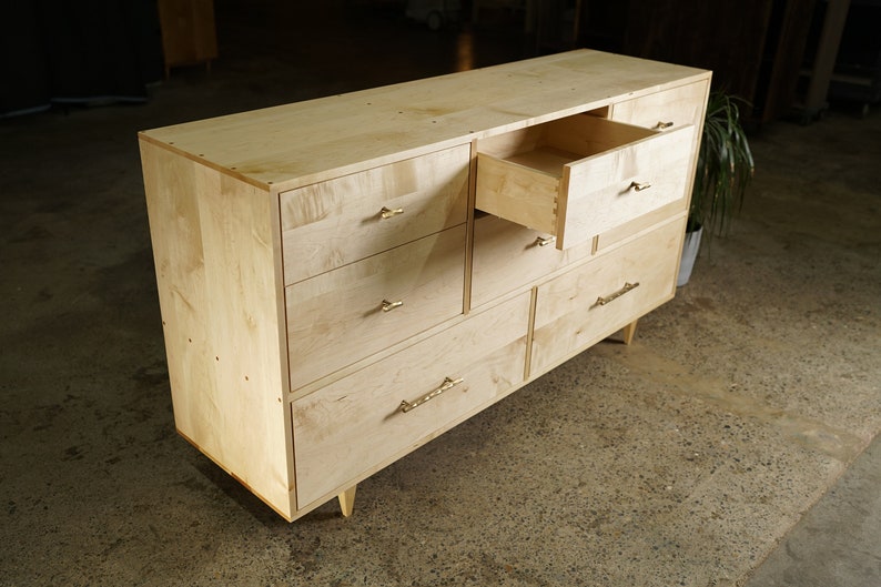 Master Lowboy Dresser, 8 Drawers, Modern Dresser, Modern Lowboy, 8 Drawer Lowboy, Solid Hardwood Dresser Shown in Maple image 3