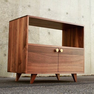 Pike Place Console, Handcrafted Solid Wood, Modern Media Cabinet (Shown in Walnut) image 1