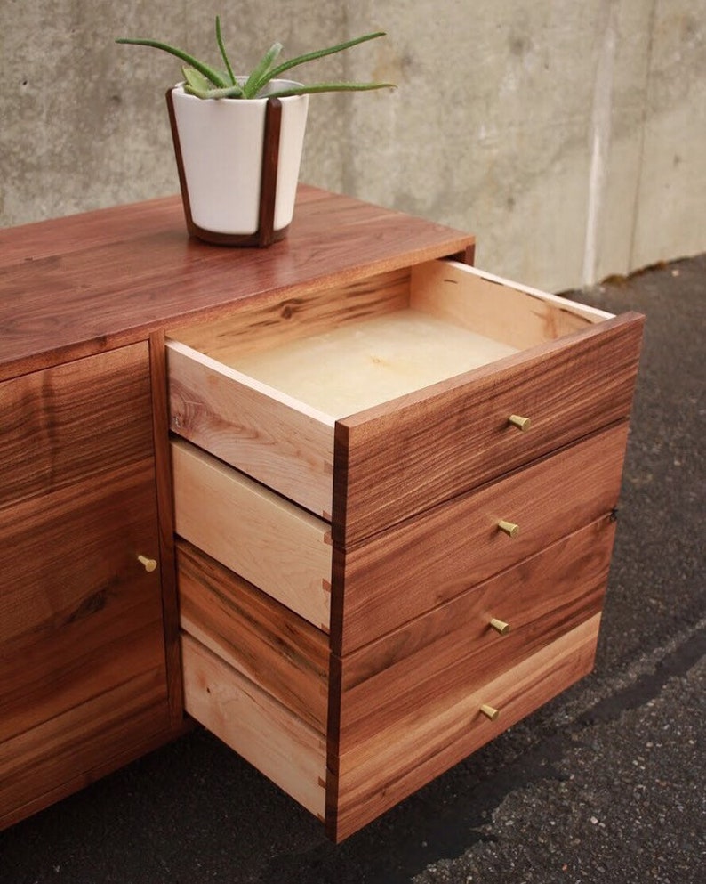 Danish Modern Console, Mid-Century Modern Credenza, Modern Sideboard, Solid Wood Sideboard Shown in Walnut image 5