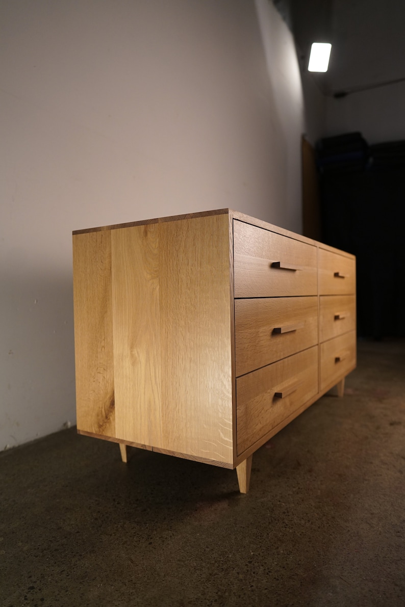 Lowboy Dresser, 6 Drawers, Mid-Century Dresser, Modern Lowboy, 6 Drawer Lowboy, Solid Hardwood Dresser Shown in White Oak image 3